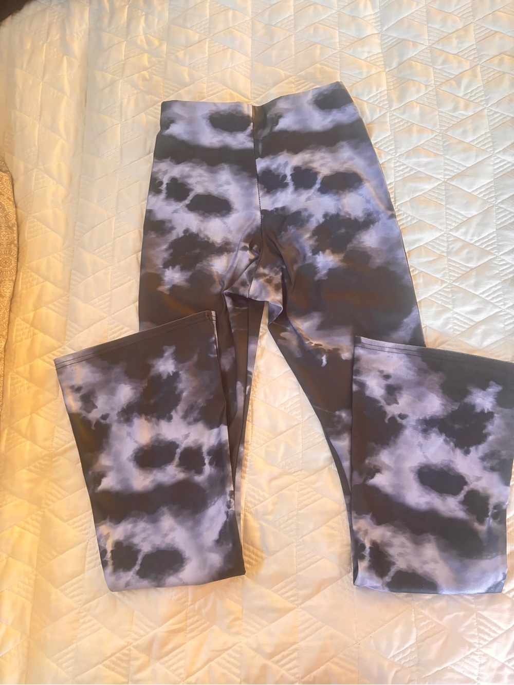 Topshop Petite Tie Dye Flare Yoga Pants US 6 Black Gray Foldover Y2K - Picture 8 of 9